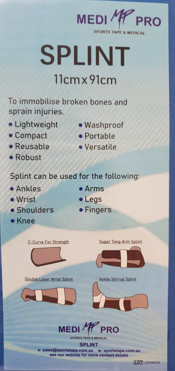 Foam covered MediPro Splint 11cm x 91cm MediPro Sports Tape