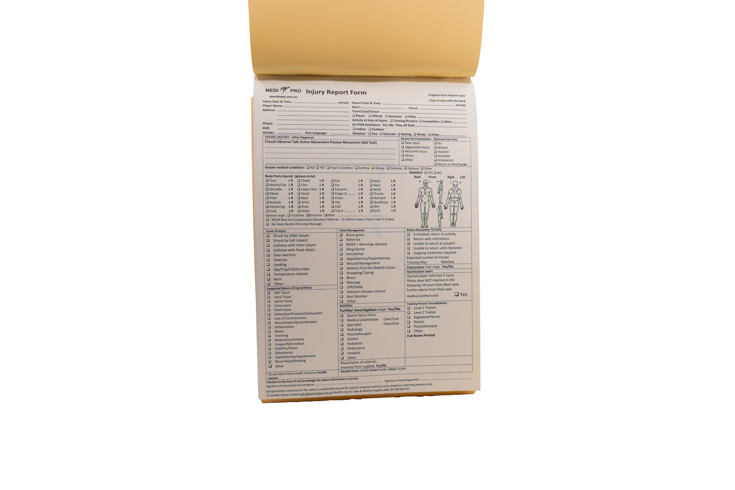 Injury Report Pad MediPro Sports Tape