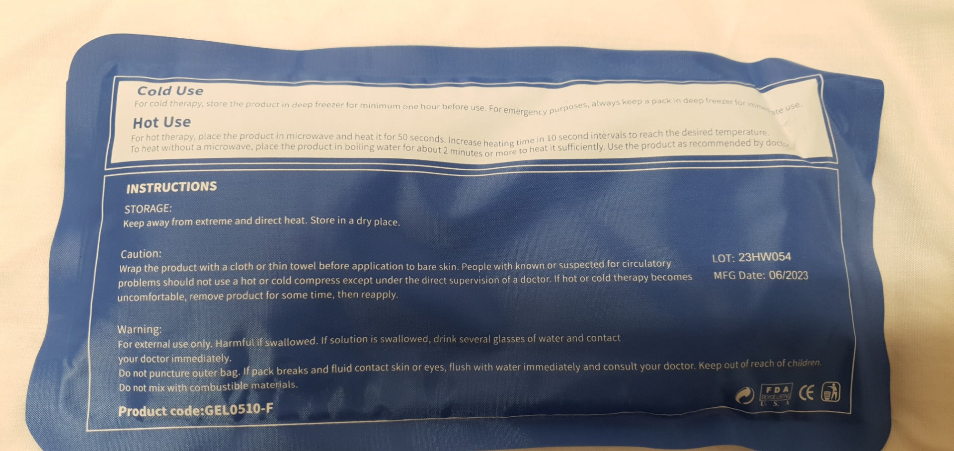 Hot or Cold nylon gel reuseable pack 320g 127mm x 254mm MediPro Sports Tape