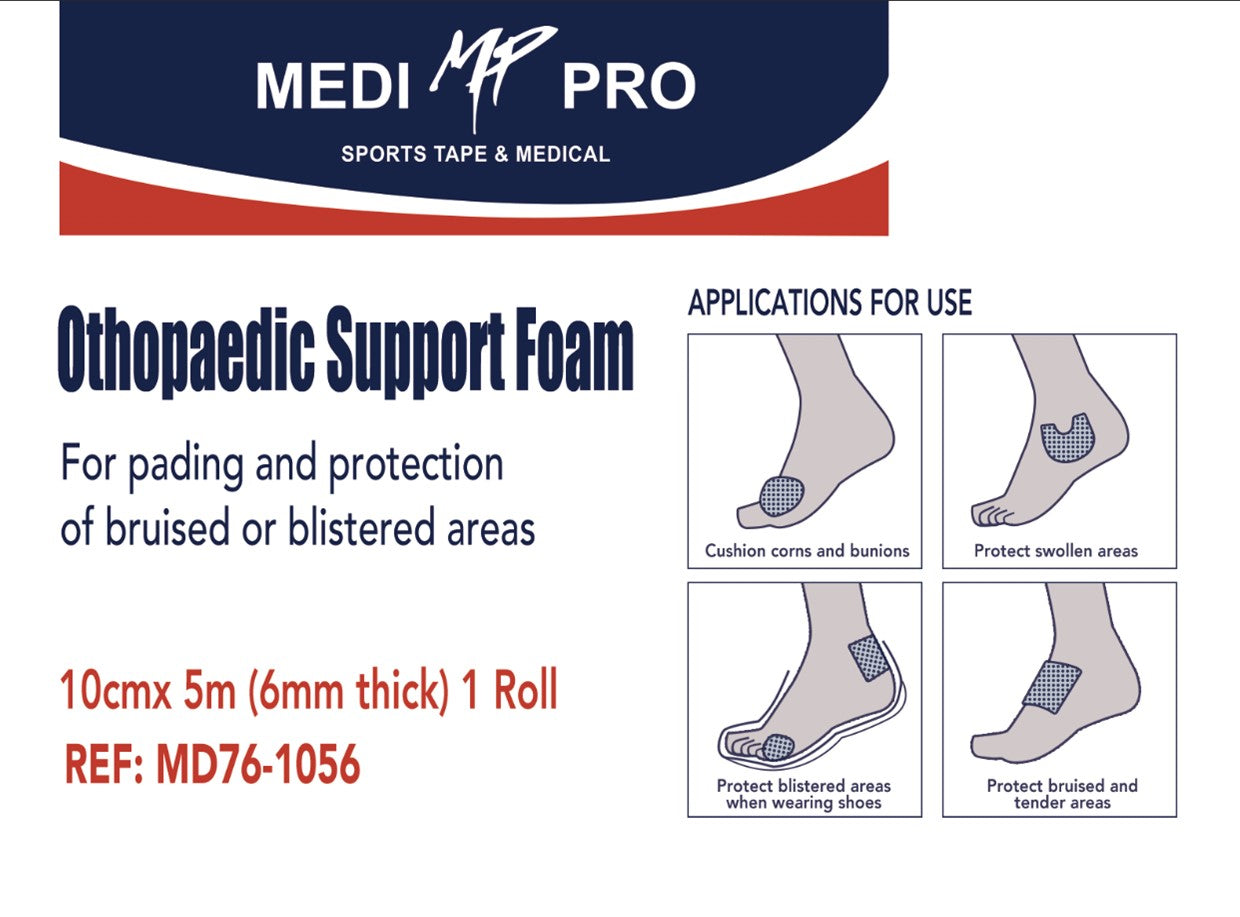 Leukofoam Roll - Substitute - MediFoam Orthopaedic 6mm - 10CM x 5M MediPro Sports Tape
