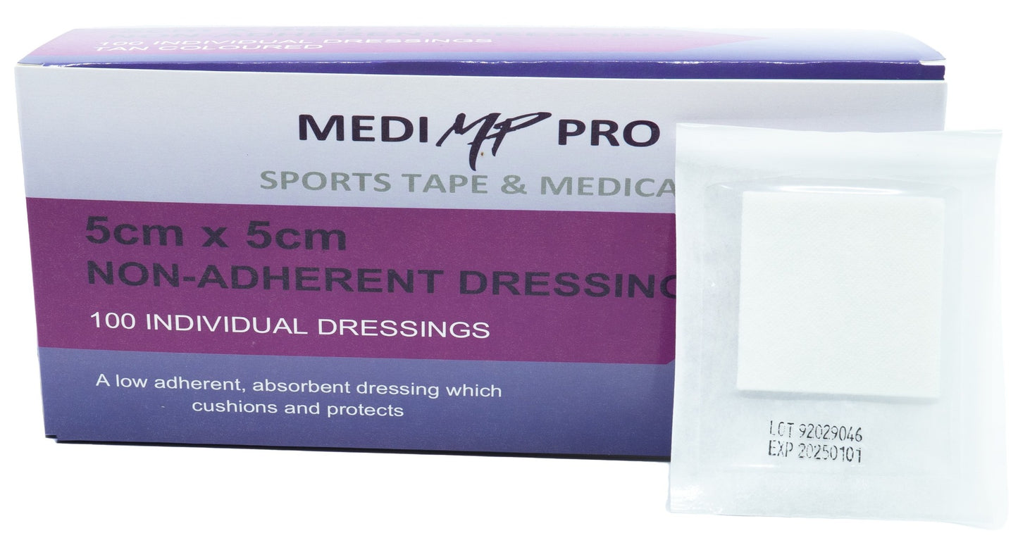Non-Adherent Wound Pads 5cm x 5cm [Box 100] MediPro Sports Tape